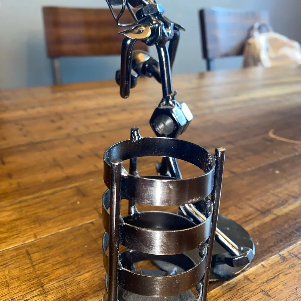Metal handmade Desk Organizer FOOTBALL PLAYER Pen/Pencil Holder